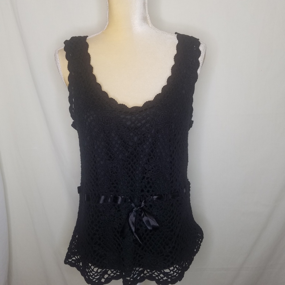 Lane Bryant black crotchet 14/16 top, blouse